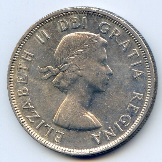 Canada 1955 silver 1 dollar AU/UNC