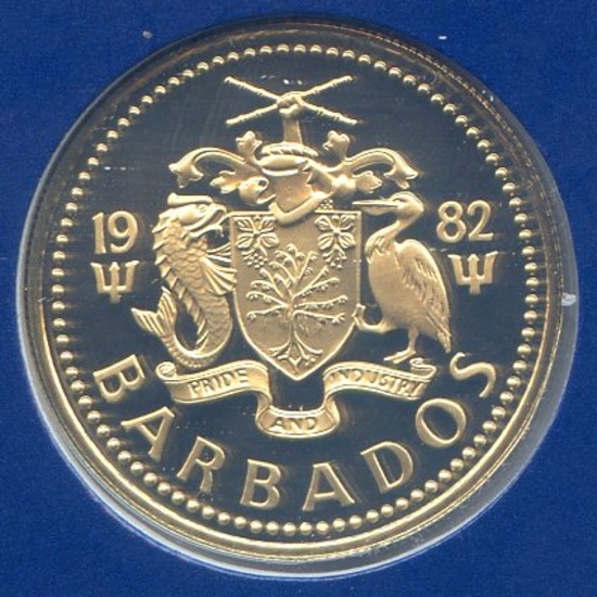 Barbados 1982 GOLD 250 dollars Washington Visit PROOF SCARCE