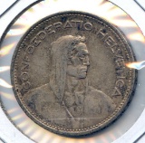 Switzerland 1932 silver 5 francs XF