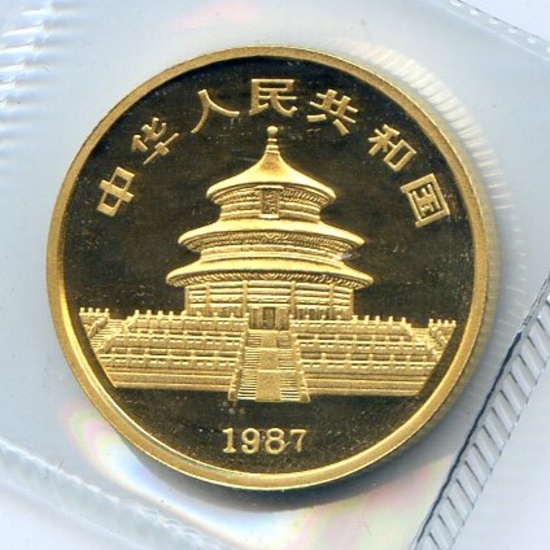 China/PRC 1987-Y GOLD 25 yuan Panda gem BU