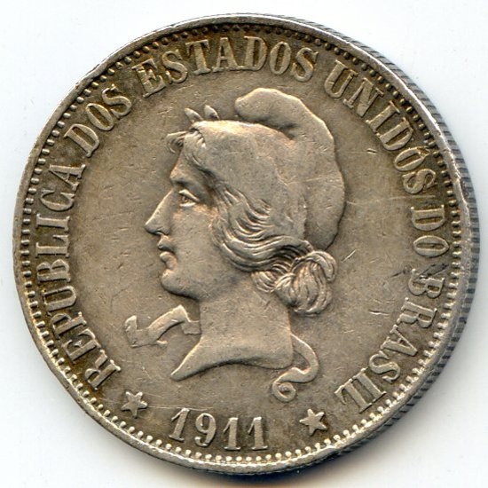 Brazil 1911 silver 2000 reis VF