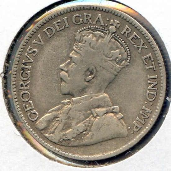 Canada 1919 silver 25 cents F/VF