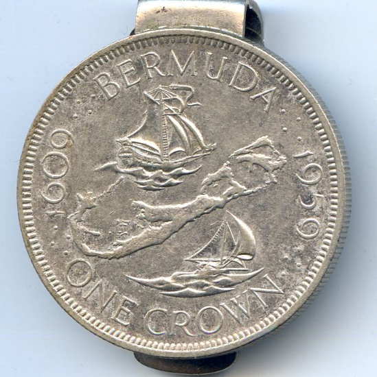 Bermuda 1959 silver crown money clip
