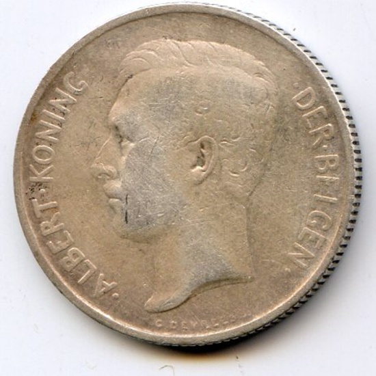 Belgium 1911 silver 2 francs and 1934 silver 20 francs, 2 pieces