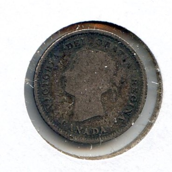 Canada 1874-H silver 5 cents VG/F