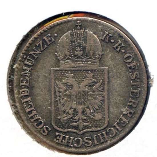 Austria 1849-A silver 6 kreuzer VF