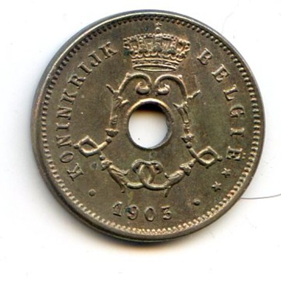 Belgium 1903 5 centimes Flemish toned UNC
