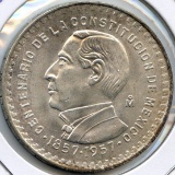 Mexico 1957 silver 1 peso Constitution BU