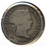 Philippines 1868 silver 20 centavos F/VF