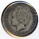 Spain 1893 PG-L silver peseta VF SCARCE