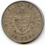 Cuba 1915 silver 1 peso lustrous XF/AU