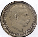 Denmark 1930 silver 2 kroner AU 60th Birthday