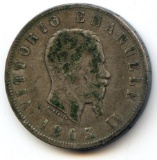 Italy 1863 NBN silver 2 lire VF
