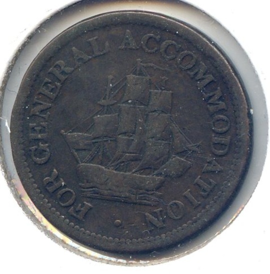 Canada c. 1813 1/2 penny token nice VF