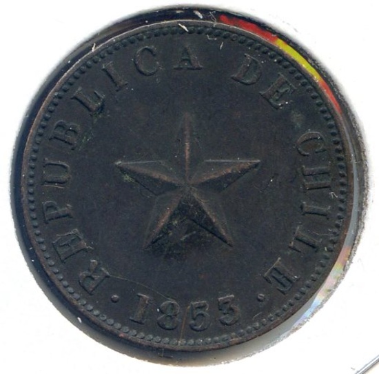 Chile 1853 1 centavo XF/AU