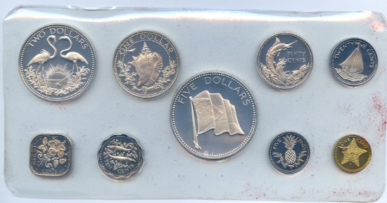 Bahamas 1974 silver proof set, 9 pieces