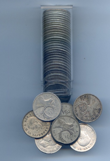 Canada 1937-52 silver 25 cents roll of 40 pieces