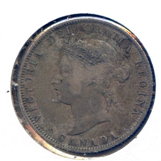 Canada 1872-H silver 25 cents VF