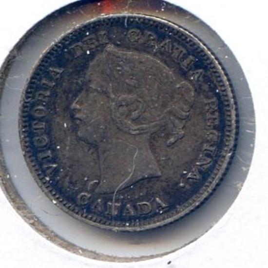 Canada 1900 silver 5 cents good VF