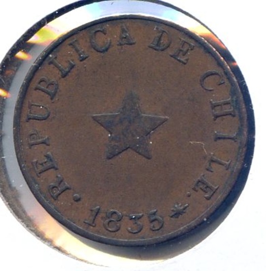 Chile 1835 1/2 centavo AU