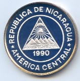 Nicaragua 1990 silver 10000 cordobas Albertville Olympics choice PROOF