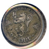 Norway 1919 silver 25 ore VF