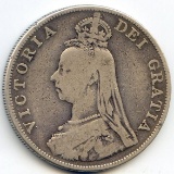 Great Britain 1889 silver double florin VG/F