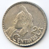 Guatemala 1961 silver 25 centavos BU