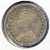 India/British 1896-C silver 1/4 rupee nice VF