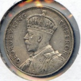 Mauritius 1936 silver 1/4 rupee about XF