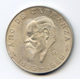 Mexico 1959 silver 5 pesos Carranza BU