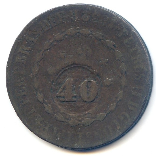 Brazil 1832-R 40 reis countermarked on 80 reis VF