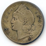 Dominican Republic 1897 silver 1 peso VF