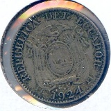 Ecuador 1924-H and 1928 5 centavos, 2 pieces