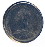 Great Britain 1890 silver 6 pence XF dark tone