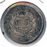 Peru 1828 JM silver 2 reales VF