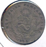 Peru 1935 silver 1/2 sol XF