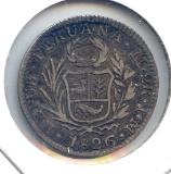 Peru 1826 JM silver 2 reales VF