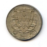 Portugal 1932 silver 2-1/2 escudos and 1933 silver 5 escudos, 2 XF pieces