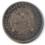 Uruguay 1894 silver 50 centesimos good VF