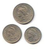 Argentina 1938 minor coins, 3 UNC pieces