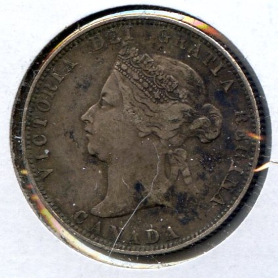 Canada 1874-H silver 25 cents VF
