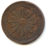 Uruguay 1857-D 40 centesimos good VF