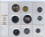 Italy 1970-R mint set with silver, 9 BU pieces