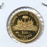 Haiti 1973 GOLD 200 gourdes PROOF World Cup
