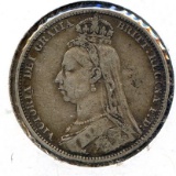 Great Britain 1889 silver shilling VF