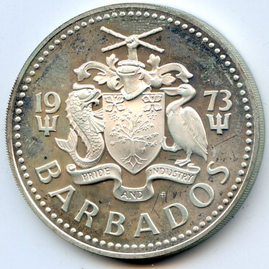 Barbados 1973 silver 5 dollars PROOF