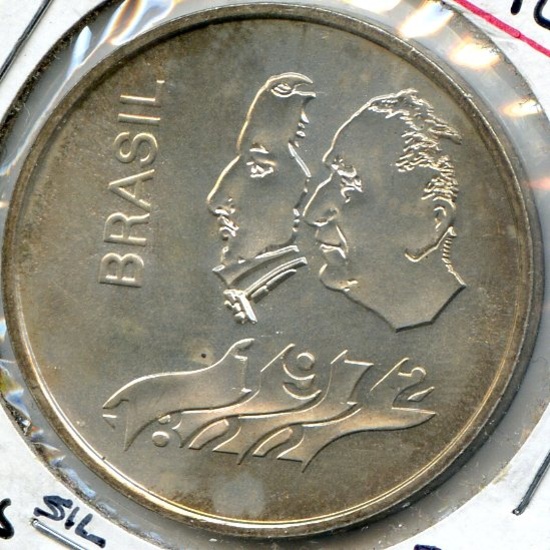 Brazil 1972 silver 20 cruzeiros Sesquicentennial BU
