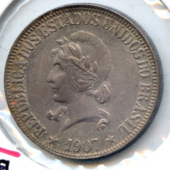 Brazil 1907 silver 1000 reis choice UNC