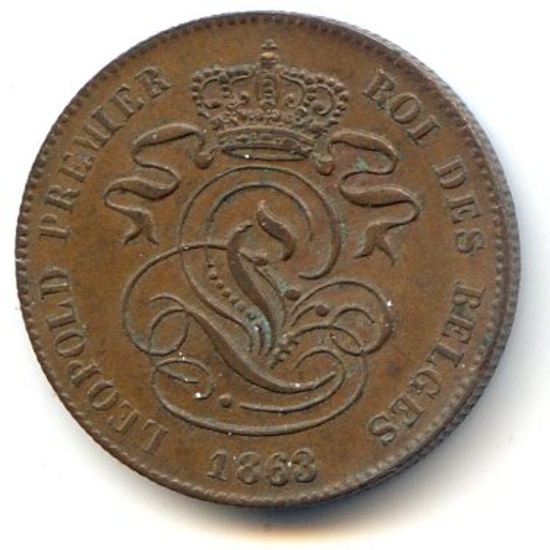 Belgium 1863 2 centimes UNC BN